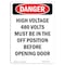 Signmission Safety Sign, OSHA Danger, 14" Height, High Voltage 480 Volts Must Be, Portrait OS-DS-D-1014-V-1958 - alternate 1